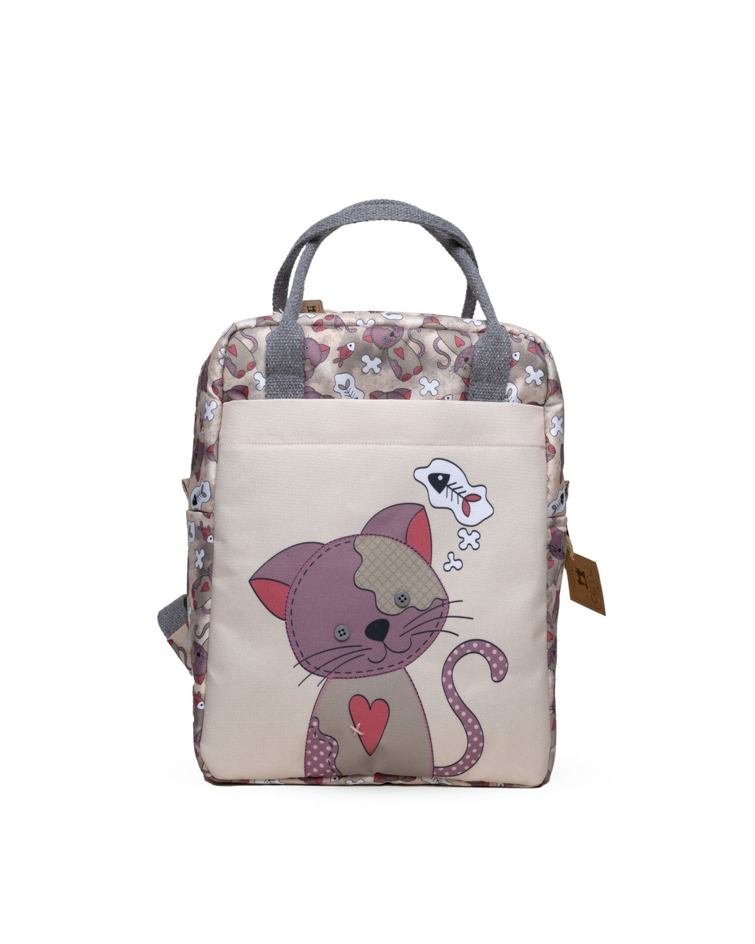 Kedi Temalı L Boy Su Geçirmez Çocuk Çantası – Okul ve Günlük Kullanım