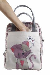 Kedi Temalı L Boy Su Geçirmez Çocuk Çantası – Okul ve Günlük Kullanım