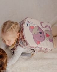 Kedi Temalı M Boy Su Geçirmez Çocuk Çantası –İlkokul, Anaokulu ve Günlük Kullanım