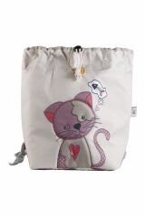 Kedi Temalı S Boy Su Geçirmez Yıkanabilir Çocuk Okul Çantası Anaokulu Kreş Çantası