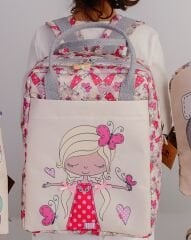 Kelebek Temalı L Boy Su Geçirmez Çocuk Çantası – Okul ve Günlük Kullanım