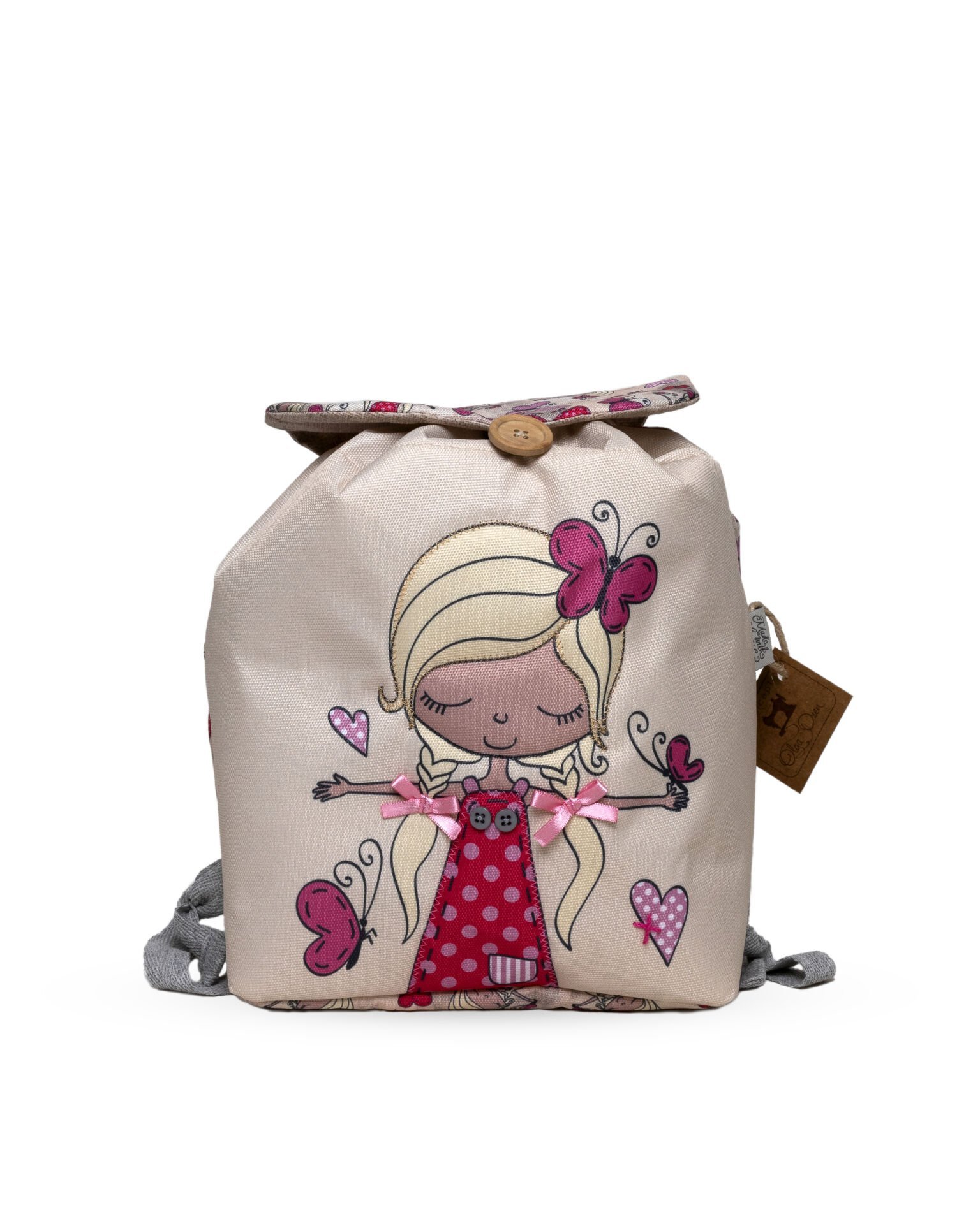 Kelebekli Kız Temalı S Boy Su Geçirmez Yıkanabilir Çocuk Okul Çantası Anaokulu Kreş Çantası