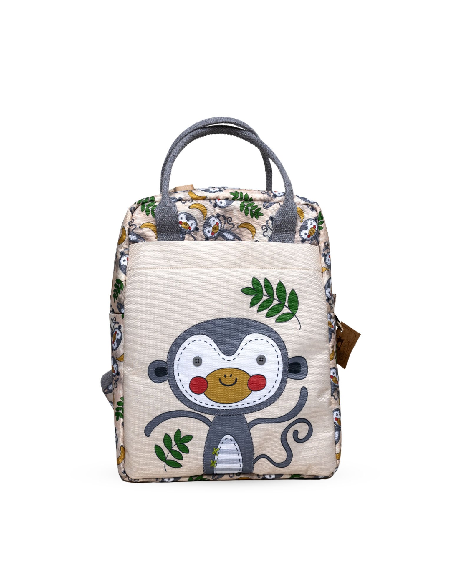 Maymun Temalı L Boy Su Geçirmez Çocuk Çantası – Okul ve Günlük Kullanım