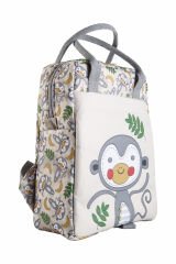 Maymun Temalı L Boy Su Geçirmez Çocuk Çantası – Okul ve Günlük Kullanım