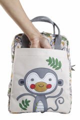 Maymun Temalı L Boy Su Geçirmez Çocuk Çantası – Okul ve Günlük Kullanım