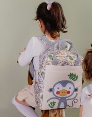 Maymun Temalı L Boy Su Geçirmez Çocuk Çantası – Okul ve Günlük Kullanım