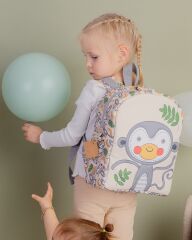 Maymun Temalı M Boy Su Geçirmez Çocuk Çantası –İlkokul, Anaokulu ve Günlük Kullanım