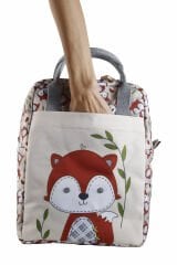 Tilki Temalı L Boy Su Geçirmez Çocuk Çantası – Okul ve Günlük Kullanım