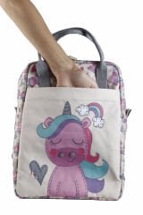 Unicorn Temalı L Boy Su Geçirmez Çocuk Çantası – Okul ve Günlük Kullanım