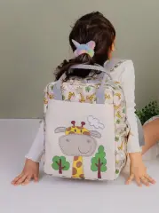 Zürafa Temalı L Boy Su Geçirmez Çocuk Çantası – Okul ve Günlük Kullanım